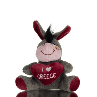 Donkey Sitting Plush Soft Cuddly Plush Toy Stuffed Animal for Kids 12cm I LOVE GREECE Soft and other toys 1 - grifon.se 