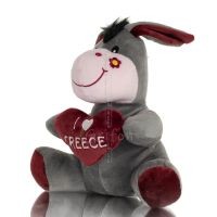 Donkey Sitting Plush Soft Cuddly Plush Toy Stuffed Animal for Kids 22cm I LOVE GREECE Soft and other toys 2 - grifon.se 