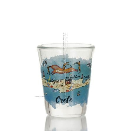 Transparent glass shot glass with Crete print, kitchen, raki, tsikoudia, shot glass Kitchen & glasses 1 - grifon.se 