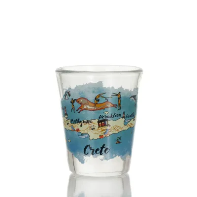 Transparent glass shot glass with Crete print, kitchen, raki, tsikoudia, shot glass Kitchen & glasses 1 - grifon.se 