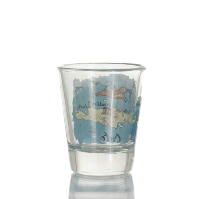 Transparent glass shot glass with Crete print, kitchen, raki, tsikoudia, shot glass Kitchen & glasses 2 - grifon.se 