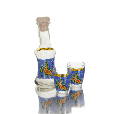 Karaff Set med 2 shots genomskinligt glas med tryck, kÃ¶k, raki, tsikoudia KÃ¶k & glas 2 - grifon.se 