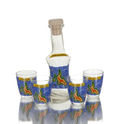 Carafe Set of 4 shots transparent glass with print, kitchen, raki, tsikoudia Kitchen & glasses 2 - grifon.se 