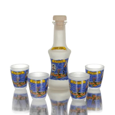 Carafe Set of 4 shots transparent glass with print, kitchen, raki, tsikoudia Kitchen & glasses 2 - grifon.se 