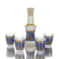 Karaff Set med 4 shots genomskinligt glas med tryck, kÃ¶k, raki, tsikoudia KÃ¶k & glas 2 - grifon.se 