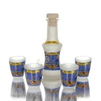 Karaff Set med 4 shots genomskinligt glas med tryck, kök, raki, tsikoudia Kök & glas 2 - grifon.se 