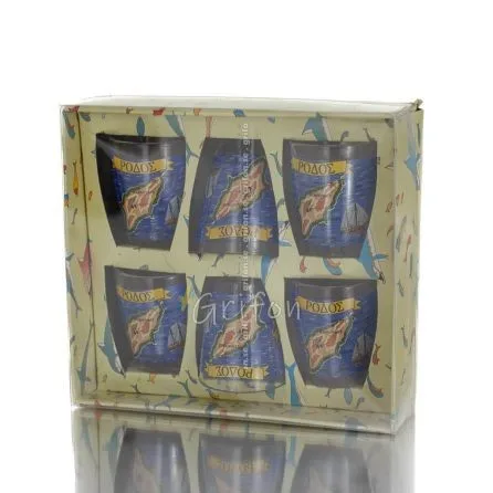 Shotglasögon Set med 6 st genomskinligt glas med tryck, kök, raki, tsikoudia, snapsglas Kök & glas 1 - grifon.se 