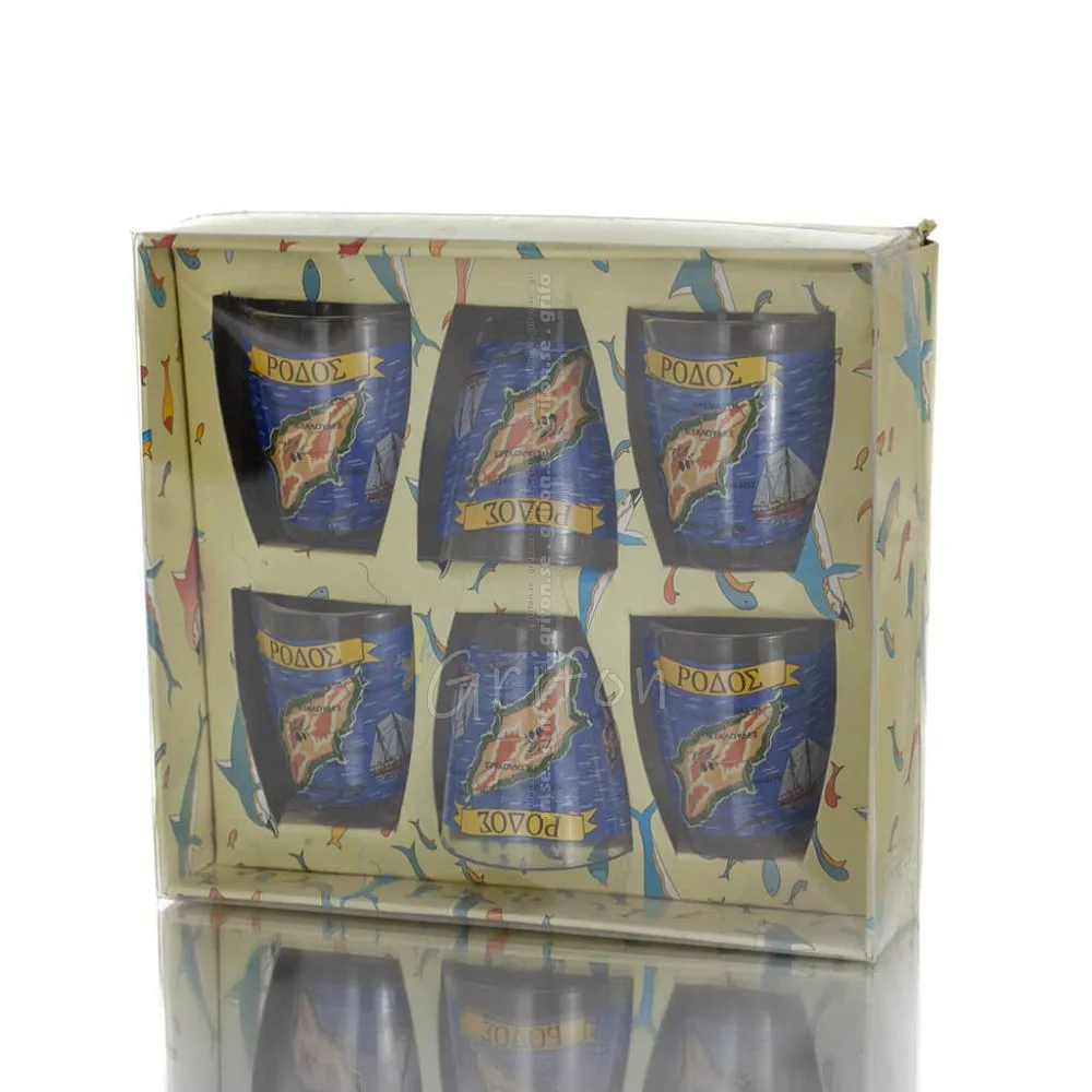 Shotglasögon Set med 6 st genomskinligt glas med tryck, kök, raki, tsikoudia, snapsglas Kök & glas 1 - grifon.se 