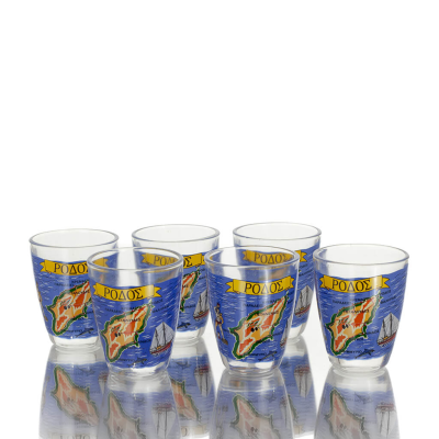 Shot glasses Set of 6 pcs transparent glass with print, kitchen, raki, tsikoudia, shot glass Kitchen & glasses 2 - grifon.se 