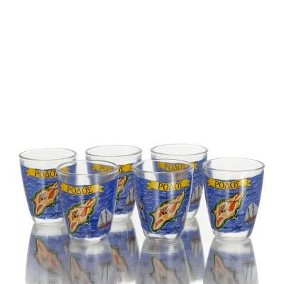 Shotglasögon Set med 6 st genomskinligt glas med tryck, kök, raki, tsikoudia, snapsglas Kök & glas 2 - grifon.se 