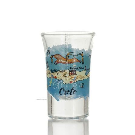 Transparent glass shot glass with Crete print 7cm, kitchen, raki, tsikoudia, shot glass Kitchen & glasses 1 - grifon.se 