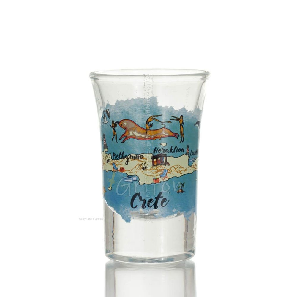 Transparent glass shot glass with Crete print 7cm, kitchen, raki, tsikoudia, shot glass Kitchen & glasses 1 - grifon.se 