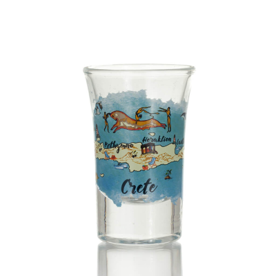 Transparent glass shot glass with Crete print 7cm, kitchen, raki, tsikoudia, shot glass Kitchen & glasses 1 - grifon.se 