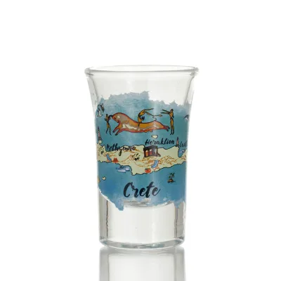 Transparent glas snapsglas med Kreta tryck 7cm, kök, raki, tsikoudia, snapsglas Kök & glas 1 - grifon.se 