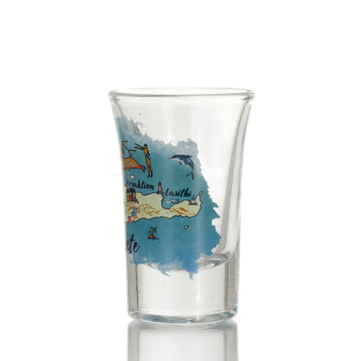 Transparent glass shot glass with Crete print 7cm, kitchen, raki, tsikoudia, shot glass Kitchen & glasses 3 - grifon.se 