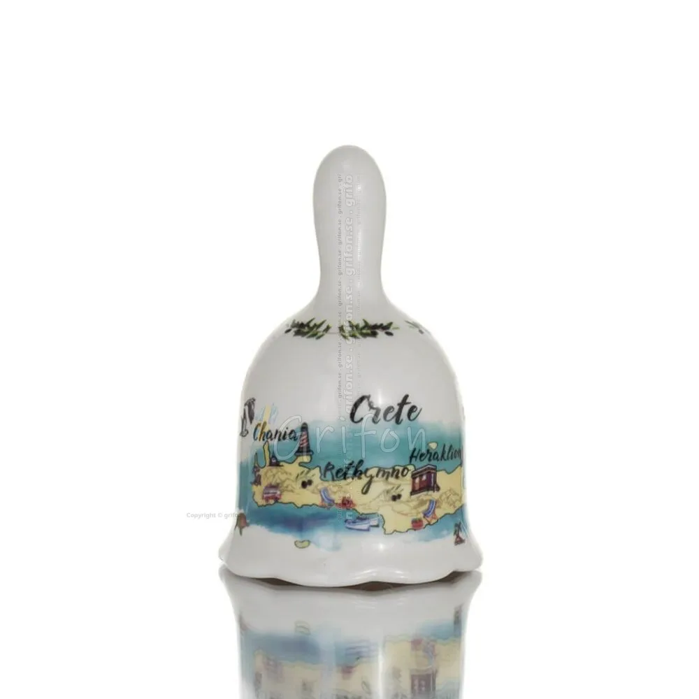 Καμπανάκι με Crete στάμπα 8,5εκ New Bone China σαν πορσελάνη, διακοσμητικό Κουζίνας κ υαλικά 1 - grifon.se 