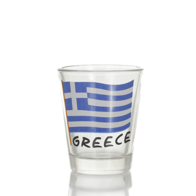 Clear glass 6cm shot glass with Flag print, kitchen, raki, tsikoudia, shot glass Kitchen & glasses 1 - grifon.se 