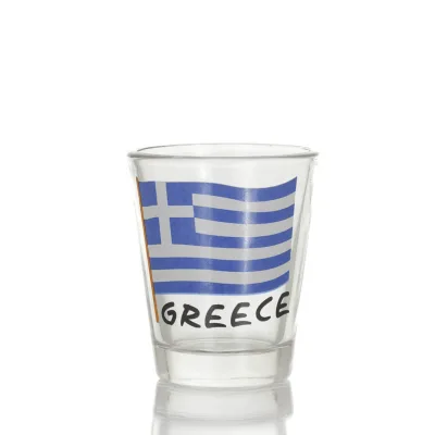 Σφηνάκι διαφανές γυάλινο 6εκ με στάμπα Σημαία, κουζίνας, ρακί, τσικουδιά, σφηνοπότηρο Κουζίνας κ υαλικά 1 - grifon.se 