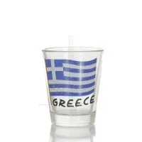 Clear glass 6cm shot glass with Flag print, kitchen, raki, tsikoudia, shot glass Kitchen & glasses 1 - grifon.se 