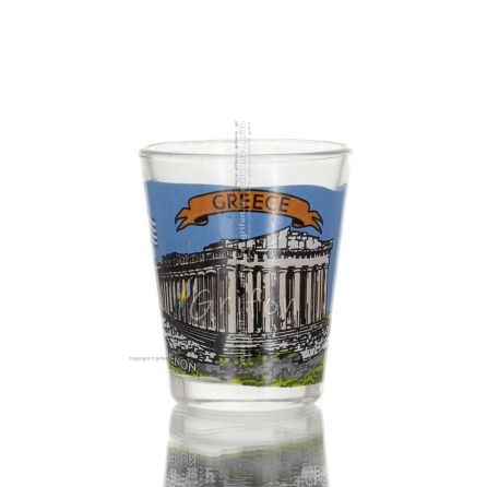 Transparent glass 6cm shot glass with Parthenon print, kitchen, raki, tsikoudia, shot glass Kitchen & glasses 1 - grifon.se 