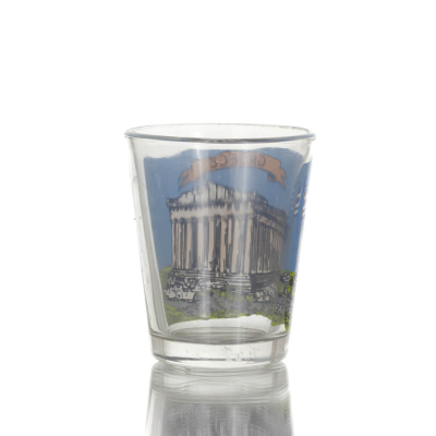 Transparent glass 6cm shot glass with Parthenon print, kitchen, raki, tsikoudia, shot glass Kitchen & glasses 2 - grifon.se 