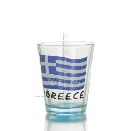 Klart glas blått 6 cm snapsglas med flaggtryck, kök, raki, tsikoudia, snapsglas Kök & glas 1 - grifon.se 