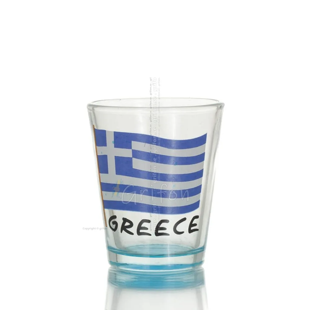 Σφηνάκι διαφανές γυάλινο μπλε 6εκ με στάμπα Σημαία, κουζίνας, ρακί, τσικουδιά, σφηνοπότηρο Κουζίνας κ υαλικά 1 - grifon.se 