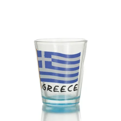 Σφηνάκι διαφανές γυάλινο μπλε 6εκ με στάμπα Σημαία, κουζίνας, ρακί, τσικουδιά, σφηνοπότηρο Κουζίνας κ υαλικά 1 - grifon.se 