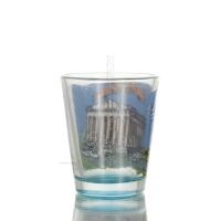 Clear glass blue 6cm shot glass with Parthenon print, kitchen, raki, tsikoudia, shot glass Kitchen & glasses 2 - grifon.se 