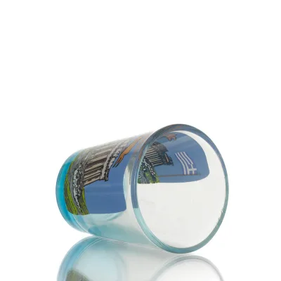 Klart glas blått 6cm snapsglas med Parthenontryck, kök, raki, tsikoudia, snapsglas Kök & glas 3 - grifon.se 