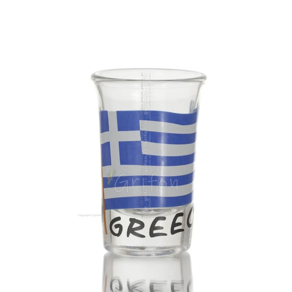 Σφηνάκι διαφανές γυάλινο 7εκ με στάμπα Σημαία, κουζίνας, ρακί, τσικουδιά, σφηνοπότηρο Κουζίνας κ υαλικά 1 - grifon.se 