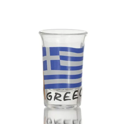 Σφηνάκι διαφανές γυάλινο 7εκ με στάμπα Σημαία, κουζίνας, ρακί, τσικουδιά, σφηνοπότηρο Κουζίνας κ υαλικά 1 - grifon.se 