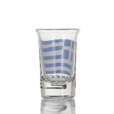 7cm transparent glass shot glass with Flag print, kitchen, raki, tsikoudia, shot glass Kitchen & glasses 2 - grifon.se 