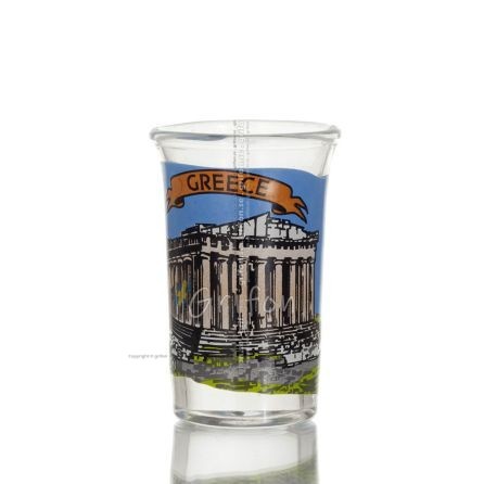 Transparent glass shot glass 7cm with Parthenon print, kitchen, raki, tsikoudia, shot glass Kitchen & glasses 1 - grifon.se 