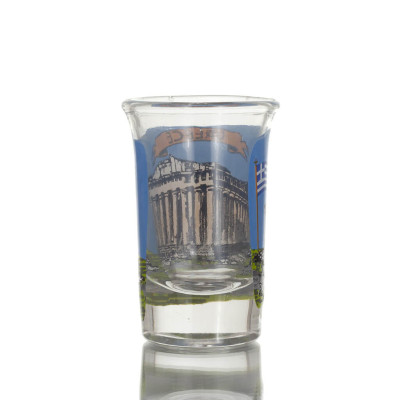 Transparent glass shot glass 7cm with Parthenon print, kitchen, raki, tsikoudia, shot glass Kitchen & glasses 2 - grifon.se 