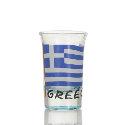 Klart glas blått 7 cm snapsglas med flaggtryck, kök, raki, tsikoudia, snapsglas Kök & glas 1 - grifon.se 
