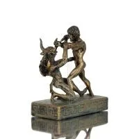 Theseus & Minotaur: The Last Battle of One, Minoan Civilization 11.5cm Full Alabaster Statuette, Ancient Greece Polyester 3 - gr