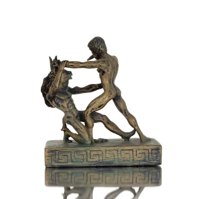 Theseus & Minotaur: The Last Battle of One, Minoan Civilization 11.5cm Full Alabaster Statuette, Ancient Greece Polyester 4 - gr