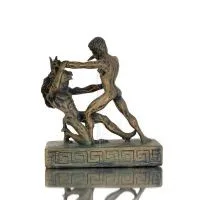 Theseus & Minotaur: The Last Battle of One, Minoan Civilization 11,5 cm Full Alabaster Statyette, Antika Grekland Polyester 4 - 