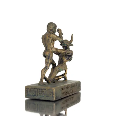 Theseus & Minotaur: The Last Battle of One, Minoan Civilization 11.5cm Full Alabaster Statuette, Ancient Greece Polyester 7 - gr