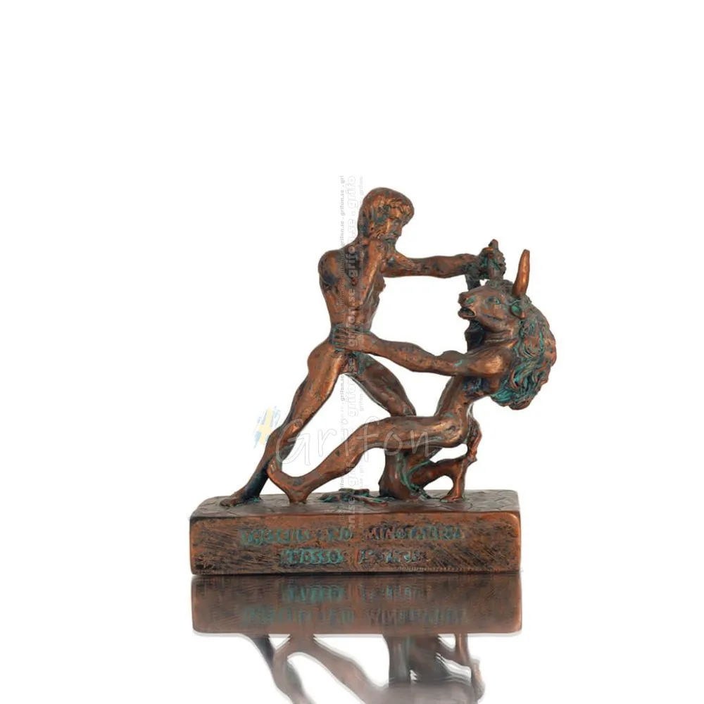 Theseus & Minotaur: The Last Battle of One, Minoan Civilization 16cm Full Alabaster Statuette, Ancient Greece Polyester 1 - grif