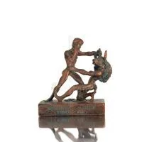 Theseus & Minotaur: The Last Battle of One, Minoan Civilization 16cm Full Alabaster Statyette, Antika Grekland Polyester 1 - gri