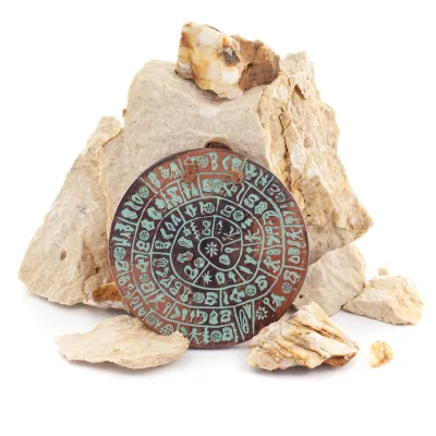Phaistos Disc: The Unsolved Mystery, Hanging Medium 11cm Alabaster, Minoan Culture, Wall Mounted, Antikens Grekland Polyester 1 