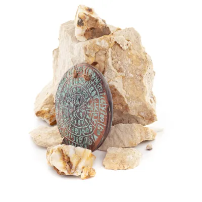 Phaistos Disc: The Unsolved Mystery, Hanging Medium 11cm Alabaster, Minoan Culture, Wall Mounted, Antikens Grekland Polyester 3 
