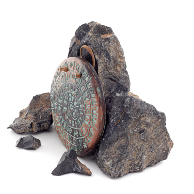 Phaistos Disc: The Unsolved Mystery, Hanging Large 13cm Alabaster, Minoan Culture, Wall Mounted, Ancient Greece Polyester 4 - gr