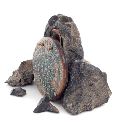 Phaistos Disc: The Unsolved Mystery, Hanging Large 13cm Alabaster, Minoan Culture, Wall Mounted, Ancient Greece Polyester 4 - gr