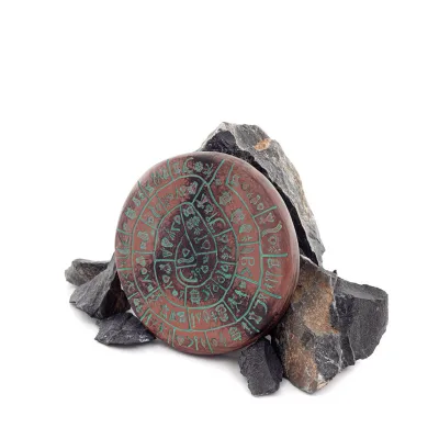 Phaistos Disc: The Unsolved Mystery, Medium 11cm Alabaster, Minoan Civilization, Antikens Grekland Polyester 2 - grifon.se 