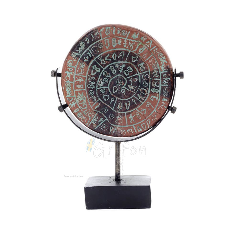 Phaistos Disc: The Unsolved Mystery, 22 cm Alabaster Marble Base, Minoan Civilization, Antika Grekland Polyester 1 - grifon.se 