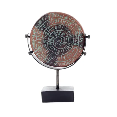 Phaistos Disc: The Unsolved Mystery, 22cm Alabaster Marble Base, Minoan Civilization, Ancient Greece Polyester 1 - grifon.se 