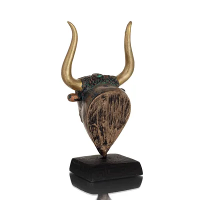 Minotaur: Drottning Pasiphaes son, Tjurhuvud, Tjurhuvud Byst, 19 cm alabaster, minoisk kultur Polyester 3 - grifon.se 